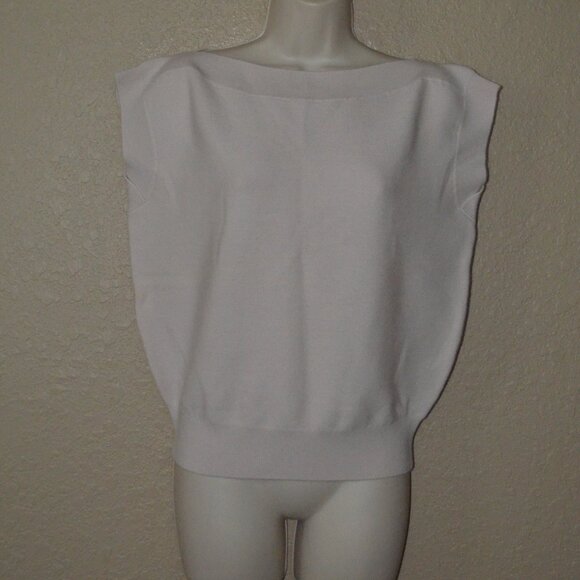 NWOT Sz XS The Reset R Label Cream Wool Cap Sleeve Boat Neck Sweater Top - Picture 2 of 5